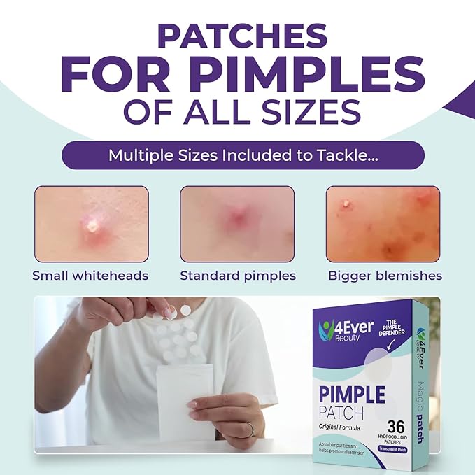 Pimple Patches for face and body | 36 Count (12mm), Invisible Hydrocolloid Acne patches – Face Stickers for Zits, dark spot , Blemishes, Pore strips, Forehead pimple patch , Invisible spot cover