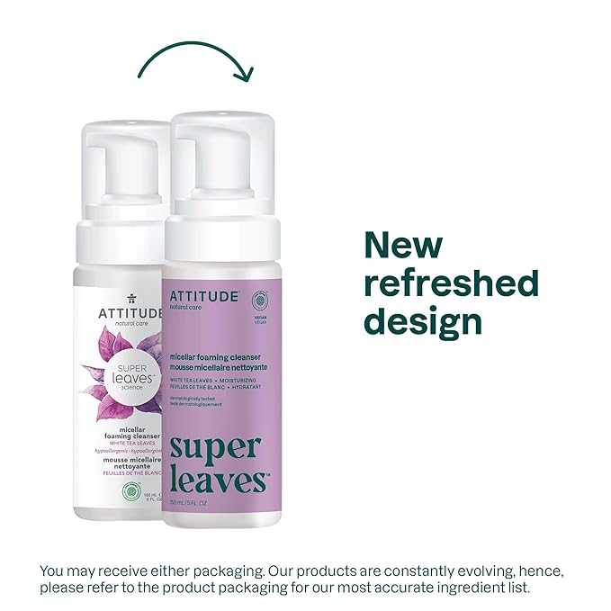 ATTITUDE Micellar Foaming Facial Cleanser, EWG Verified, Dermatologically Tested, Plant and Mineral-Based, Vegan, Coconut & Wildberries, 5 Fl Oz (Pack of 6)