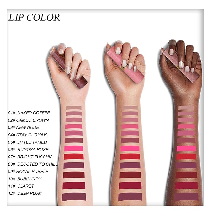 BONNIE CHOICE 6Pcs Matte Lipstick Set, Brown Nude Pink Purple Rose Red Matte Lipstick Sets for Women Velvet Lipstick Long Lasting Waterproof 24 Hours Lip Stick Makeup Christmas Day Gift Sets (A)