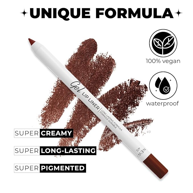 Lamel Matte Gel Lip Liner Pencil | Weightless & CreamyTexture - Sharpenable - Longwear & Waterproof - High Pigmented & Flawless Finish - Cruelty-free & Paraben-Free - 413, 1,7g/0.05oz. (Chilli)