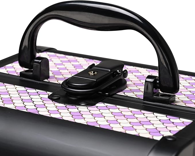 BYOOTIQUE Makeup Train Case with Mirror Cosmetic Box for Nail Art Deco Tyrian