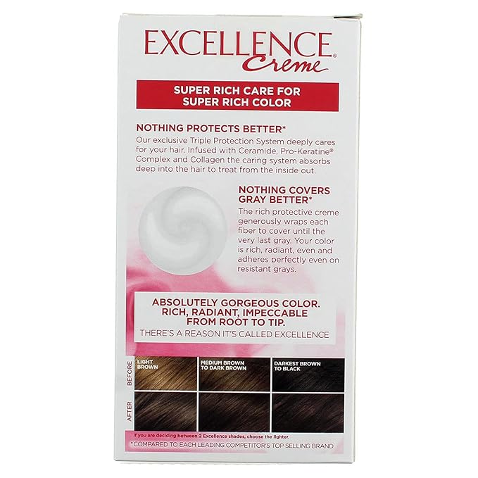 L'Oreal Paris Excellence Triple Protection Permanent Hair Color Creme, Dark Brown [4] 1 ea (Pack of 8)