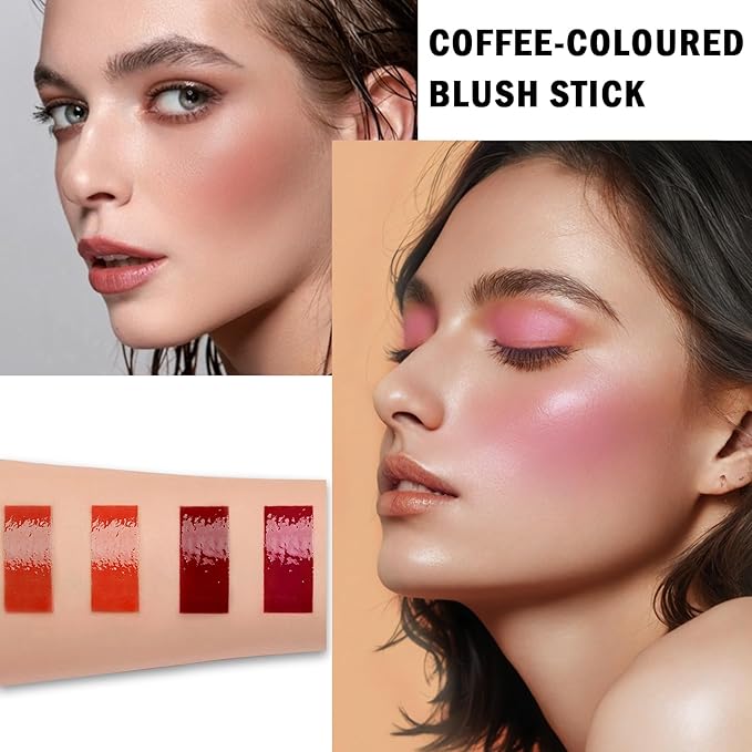 Jelly Lip Stain&Cheek Tint,Sheer Blush with Vegan Collagen+Aloe,4 Colors Fun Bouncy Jelly Lip Gloss for Girls,Moisturizing,Long-Lasting,Cute Stuff
