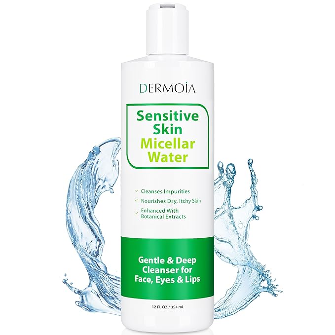 Eczema Micellar Water - Gentle Facial Cleanser and Makeup Remover for Sensitive & Eczema Prone Skin - Hydrating Micellar Cleansing Water with Soothing Colloidal Oatmeal & Cucumber (12 fl oz)