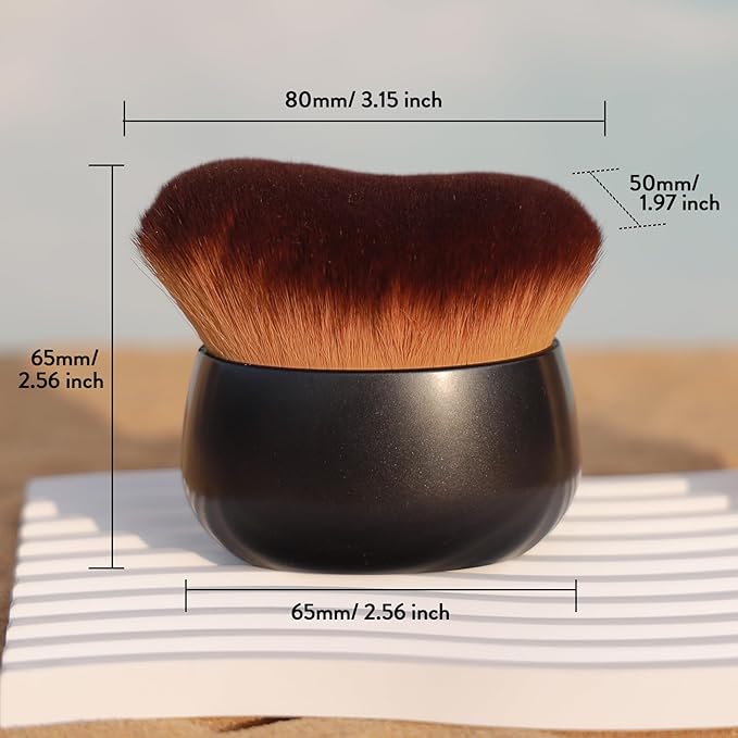 Oversize Body Blending Brush for Self Tanner, Full Body Makeup & Contour Blending - 80mm Dense Oval Kabuki Head Ensures Even, Streak-Free Coverage, Leg Shoulder Application (Black)