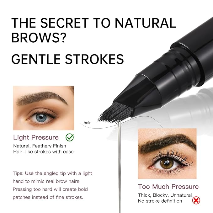 Liquid Microblading Eyebrow Pencils for Women–Waterproof, Quick-Drying, Eye Brow Pen with Angled Brush, Brow-Fection Natural Hair-Like Strokes, with Eyebrow Brush for Blending 01 Brown