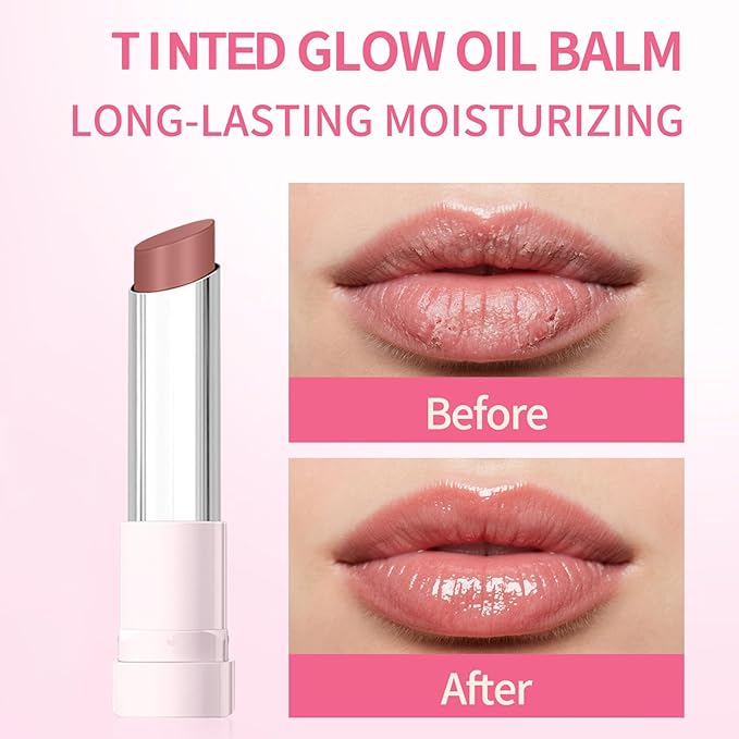CHIFURE Tinted Lip Balm, Hydrating Lipstick, Moisturizing Lip Color, Anti-Wrinkle Lip Treatment with Deep Hydration, Shine & Glowy Finish Tinted Lip Makeup