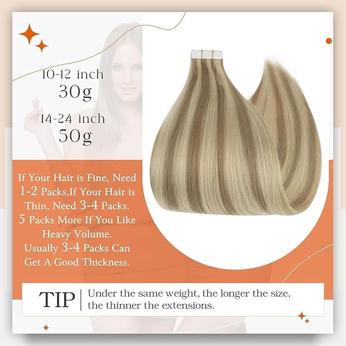 Full Shine Tape in Hair Extensions Real Human Hair 22Inch Color 16 Highlighted 22 Blonde Hair Extensions Tape in 50Gram Pu Tape ins Human Hair Seamless Skin Weft Extension Natural Hair 20Pcs