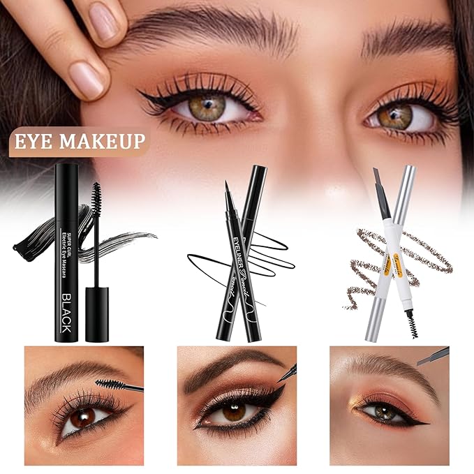 Makeup Set for Women, Basic Makeup Kit for Beginners & Professionals, Mini Makeup Set for Teens & Adults, Travel Make up Set for Girls, 9 Colors Eyeshadow Palette, Lip Gloss, Face & Eye Make up