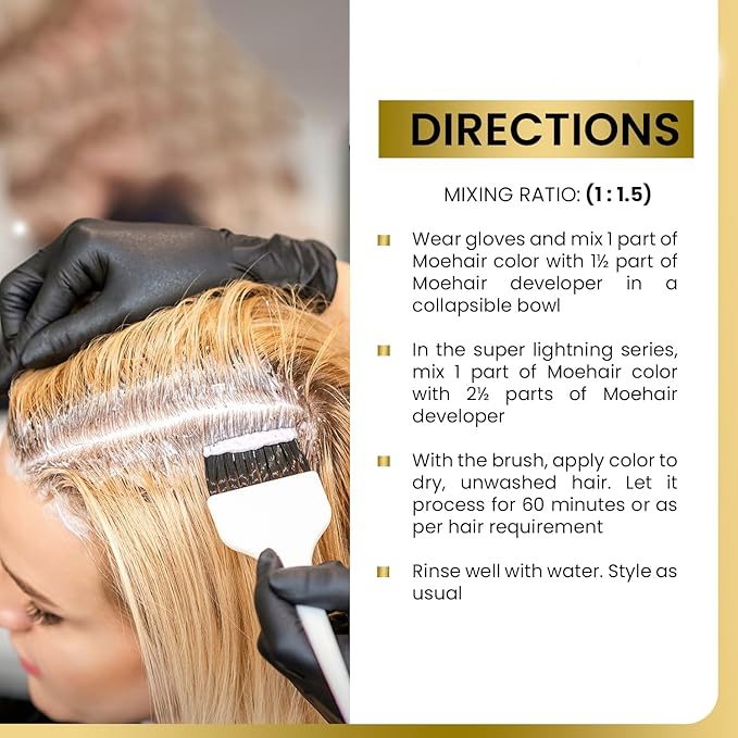 MOEHAIR Hair Coloring Kit | 5NN Permanent Hair Color (Light Brown Intense), 20 Volume Developer 6%, Coloring Brush, Gloves & Mixing Bowl | Keratin Infused Color | Gray Coverage | Adds Shines