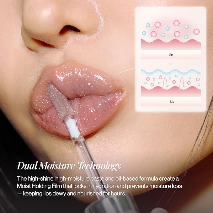 ENTROPY MAKEUP Tulle Lip Gloss, Lightweight 3D Pearl Shimmer, Ultra-Gloss High Shine, Non-Sticky Moisturizing Lip Gloss with Peptide Complex, Voile