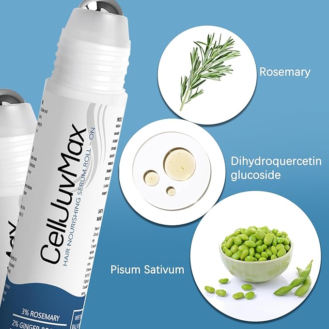 Hair Growth Serum Roll On – Rosemary & Peptide Formula for Thicker Hair, Fast-Absorbing & Non-Greasy, Advanced Follicle Support 0.85 Fl Oz (1 Pcs)