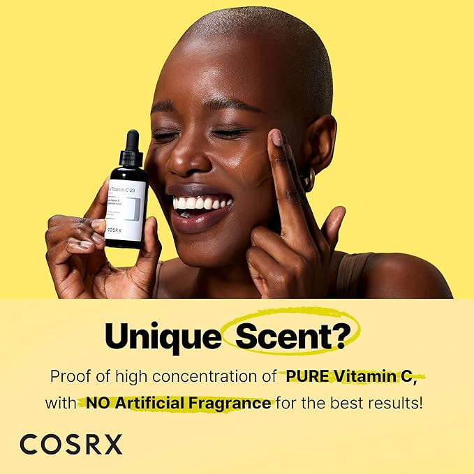 COSRX Pure Vitamin C 23% Serum with Vitamin E & Hyaluronic Acid, Hydrating Facial Serum for Fine Lines, Uneven Skin Tone & Dull Skin, 0.7oz/20g, Korean Skin Care, Stocking stuffers for women