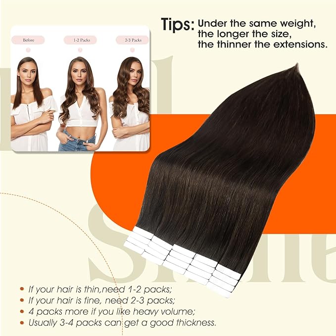 Full Shine 12Inch Tape ins Human Hair Extensions Short Seamless Remy Pu Tape Extensions 30G 20Pcs Color 2 Darkest Brown Brazilian Tape Hair Extensions Real Human Hair Silky Straight Natural