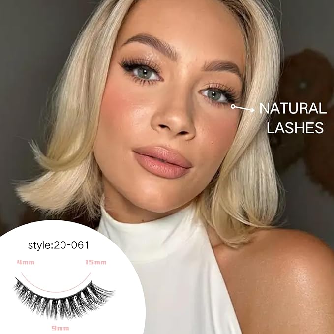 False Eyelashes 20 Pairs Wispy Lashes Faux Mink Lashes 14mm 3D Fluffy Cat Eye Lashes （style 20-061)