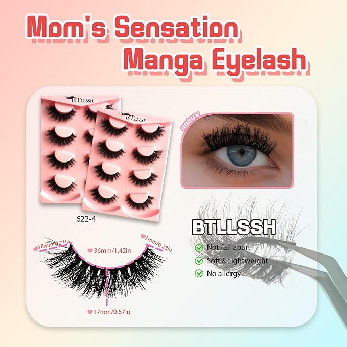 Strip Lashes - Faux Mink Eyelashes Vegan Weightless Fluffy Reusable Mink-Like Eyelashes for Vivid 3D Effect Easy to Apply False Eyelashes Extensions