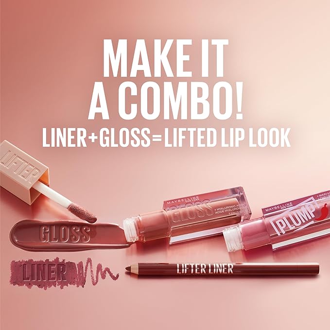 Maybelline Lifter Gloss, Hydrating Lip Gloss with Hyaluronic Acid, High Shine for Plumper Looking Lips, Petal, Warm Pink Neutral, 0.18 Ounce