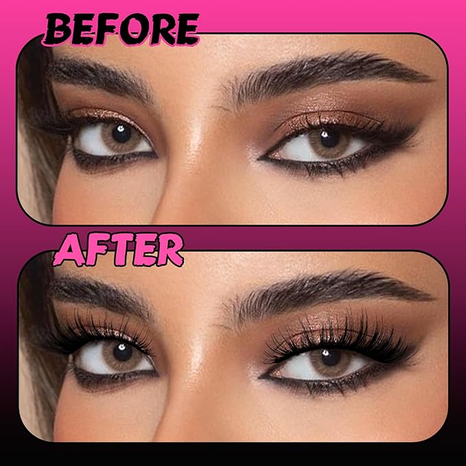 Veleasha Lashes 10 Pairs Natural Fluffy False Eyelashes Soft Wispy Lashes 3D Faux Mink Lashes Pack (V42)