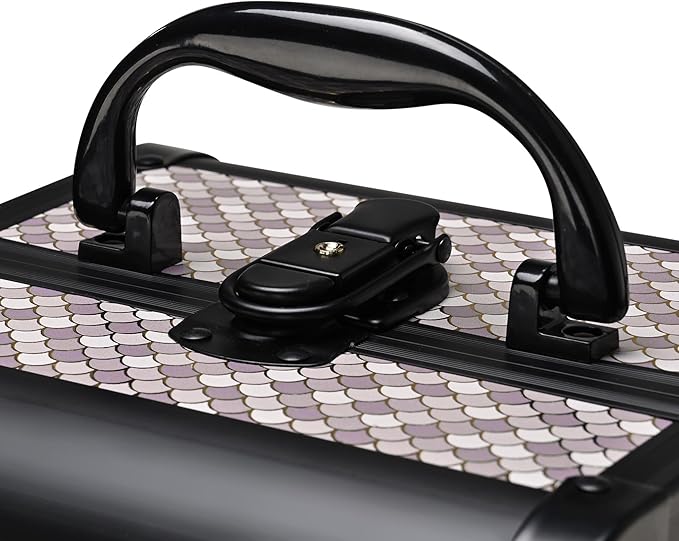 BYOOTIQUE Makeup Train Case with Mirror Cosmetic Organizer Art Deco Graphite