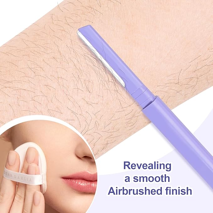 Dermaplane Razor for Women Face & Eyebrow - Dermaplaning Tool for Peach Fuzz Facial Hair Removal,High Precision Blade for Smooth Skin (Purple, 12 Count)