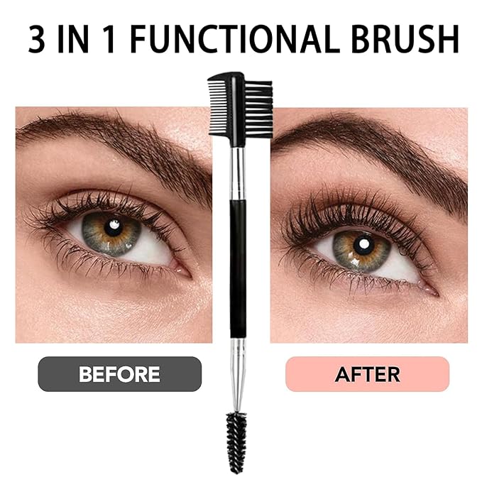 6PCS Eyebrow Eyelash Brush 3 Head Eyelash Comb Double Head Brush Makeup Grooming Tool Cosmetic (Black)
