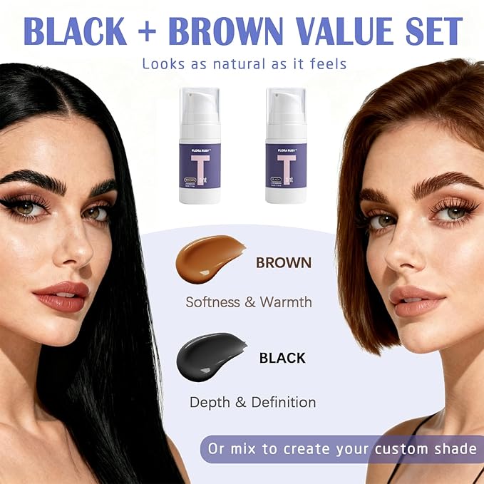 Lash Color Kit, Professional Black and Brown DIY Eyelash & Eyebrow Color Kit, Flawless Eyebrow Color Lasting for 4 Weeks with Natural Ingredients, Safe & Easy to Use with Mixing Brush & Mixing spoon