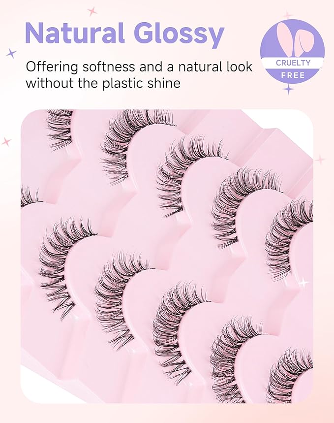 Wispy Eyelashes Natural Lashes Natural Eyelashes Fake Eyelashes False Eyelashes Strip Lashes Wispy Lashes Clear Band Lashes Light-08