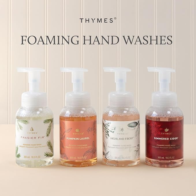 Thymes Foaming Hand Wash with Aloe & Glycerin - Foaming Hand Soap with Pump - Kitchen or Bathroom Decor - Holiday Soap with Notes of Sage, Eucalyptus & Cypress Needles (Highland Frost, 10.3 fl oz)