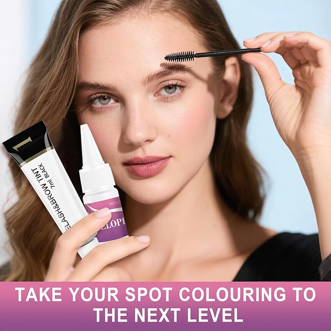 Eyelash & Eyebrow Color Kit, Professional Instant Lash & Brow Color Kit with Natural Black Effects, Easy to Use, DIY Hair Coloring for Salon Home Use 7ml