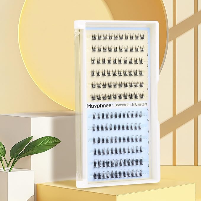 Bottom Lash Clusters Natural Eyelash Extensions Short Individual Lashes Wispy Eyelash Clusters 2 Styles 5-6MM Lower Cluster Lashes Extension 132 Pcs DIY at Home Bottom Lashes Pack