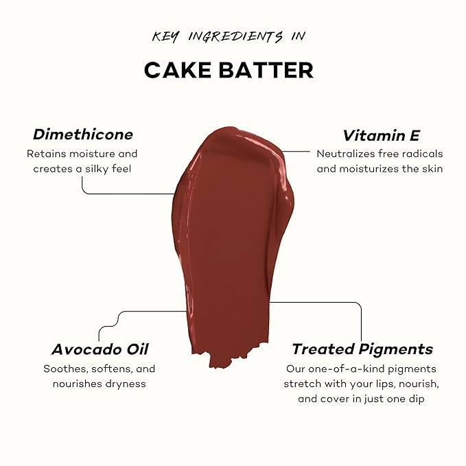 Pound Cake Cake Batter Liquid Lipstick – Long-Lasting, Semi-Matte Liquid Lipstick – Hydrating, High-Pigment Lip Stain with Avocado Oil – Shades for All Skin Tones – 0.13 oz, (Rum)