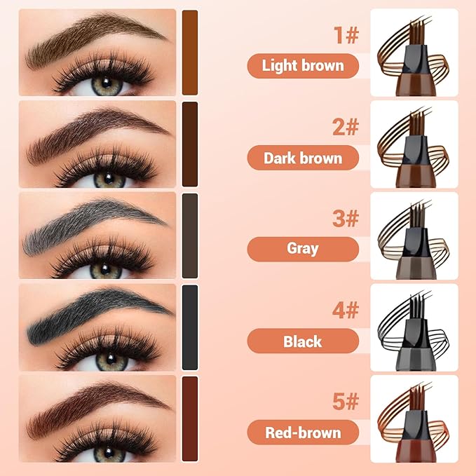 2Pcs Microblading Eyebrow Pencil for Women, Upgraded Waterproof Microblading Eyebrow Pencil with 4 Fork, Long-Lasting Fine Stroke Magic Eyebrow Pencils for Natural Makeup (5 PCS)