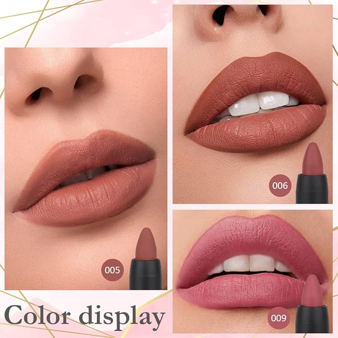 BINGBRUSH 3 Colors Longwear Lipstick Pack Set, Matte Color Stick Ultimate Lip Crayon for Makeup Collection - Nourishing Waterproof Velvet Lipgloss Lip Stain (05# 06# 09#)