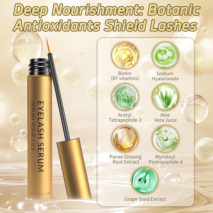 Eyelash Growth Serum - Hypoallergenic Lash Enhancing Treatment for Longer, Thicker Lashes - Advanced Formula for Sensitive Eyes - Visible Results in 4-6 Weeks - 5ml