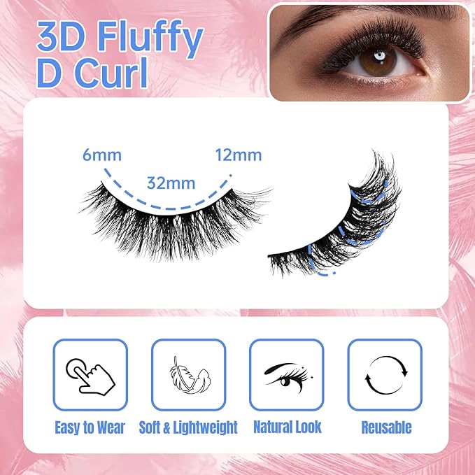 Fake Eyelashes Fluffy Strip Lashes Mink False Lashes Comfortable False Eyelashes By GEMERRY(10 Pairs, A04)