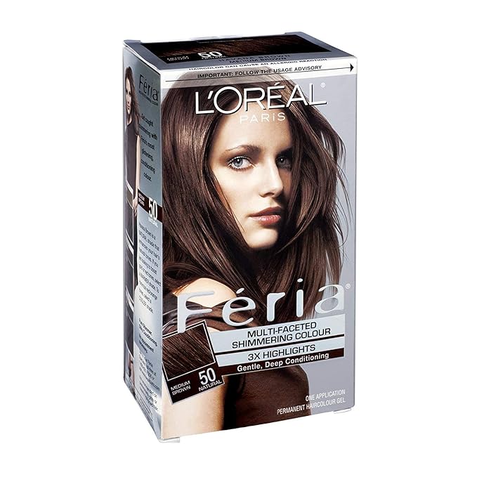 L'Oreal Paris Feria Multi-Faceted Shimmering Colour, Medium Brown [50] (Pack of 2)