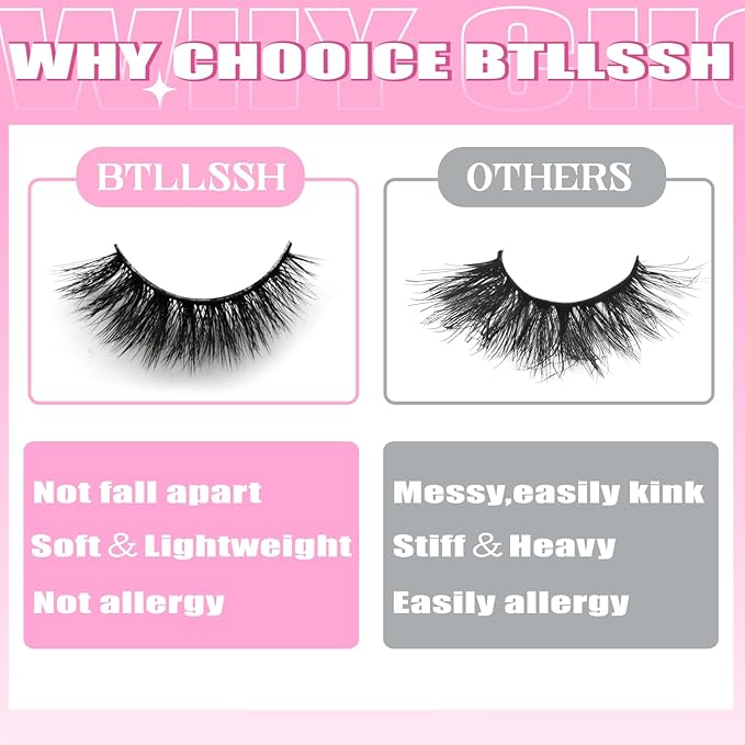 14Pairs Wispy Mink Lashes Fluffy Eyelashes Natural Look 5D Volume Fake Eyelashes 2Pack 3D1004-7