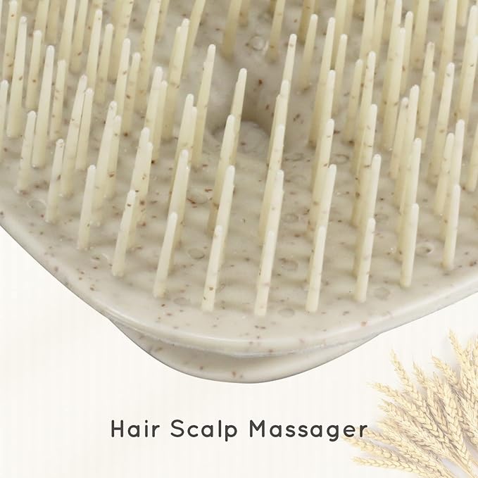 2 PC Scalp Massager Shampoo Brush, Scalp Scrubber & Exfoliator for Dandruff Removal, Wet & Dry Hair and Detangler for Men and Women, Suitable for Short Medium Hair (Natural)