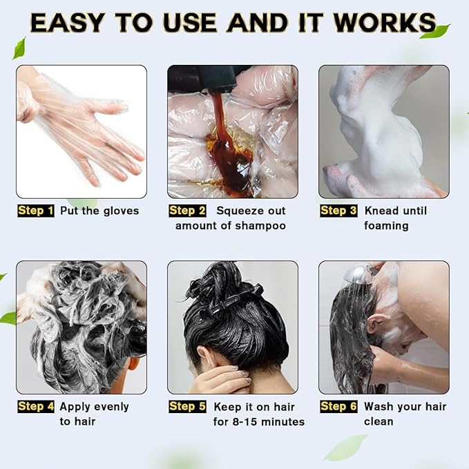 IIIMEIDU Hair Dye Shampoo 3 in 1 for Grey Coverage, Herbal Ingredients Shampoo Hair Dye for Women Men 500ml