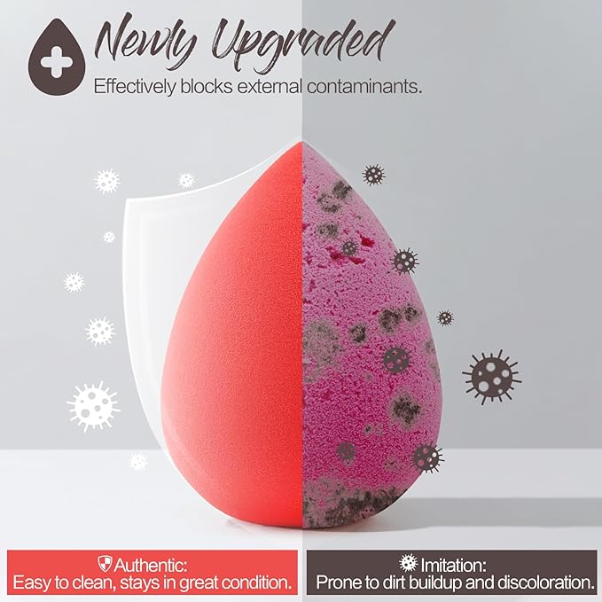 BEAKEY Makeup Sponge Set 5 Pack Micro Porous Low Absorption Soft Latex Free Foundation Beauty Sponges & Blenders for Powder Cream, Stocking Stuffers for Women