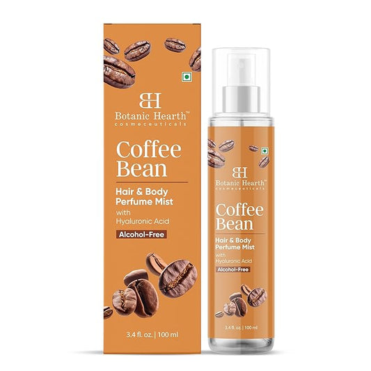 Botanic Hearth Coffee Bean Hair Perfume & Body Perfume Mist with Hyaluronic Acid – Alcohol-Free Body Spray for Long Lasting Fragrance & Hydration – Refreshing Coffee Scent, 3.4 fl oz / 100 ml