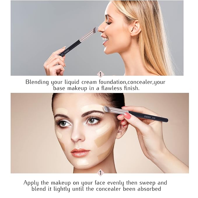 ENERGY Concealer Brush,Angled Under Eye Makeup Small Foundation Precision Face Blending Brush(370S Concealer Brush)