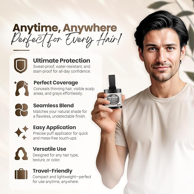 Koloret Root Touch Up Powder– Natural Black Powder for Women & Men, Instant Root Cover Up for Gray Coverage, Hairline Concealer for Thinning Hair & Bald Spots, Water-Resistant & Smudge-Proof, 10g