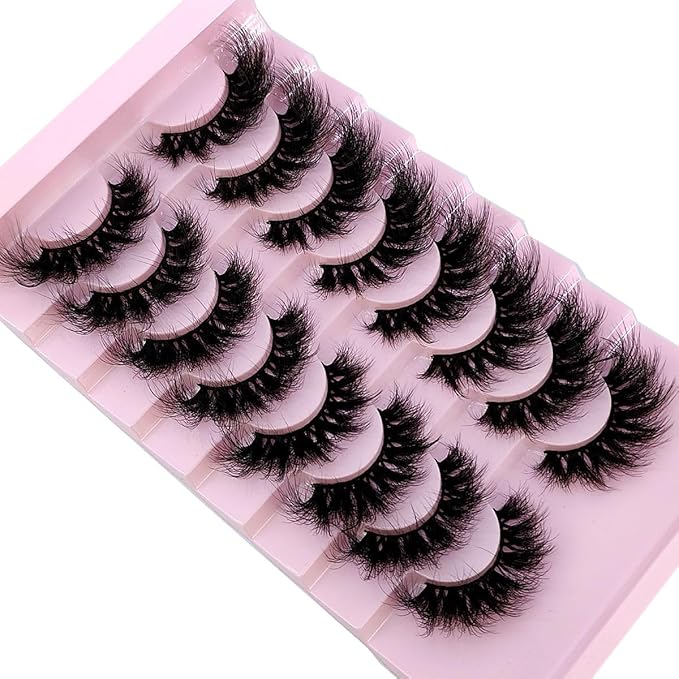 HBZGTLAD Mink Lashes Fluffy False Eyelashes 25mm Dramatic Faux Mink Eyelashes Natural Look Cat Eye Volume Eye Lashes Multipack (9D-23)
