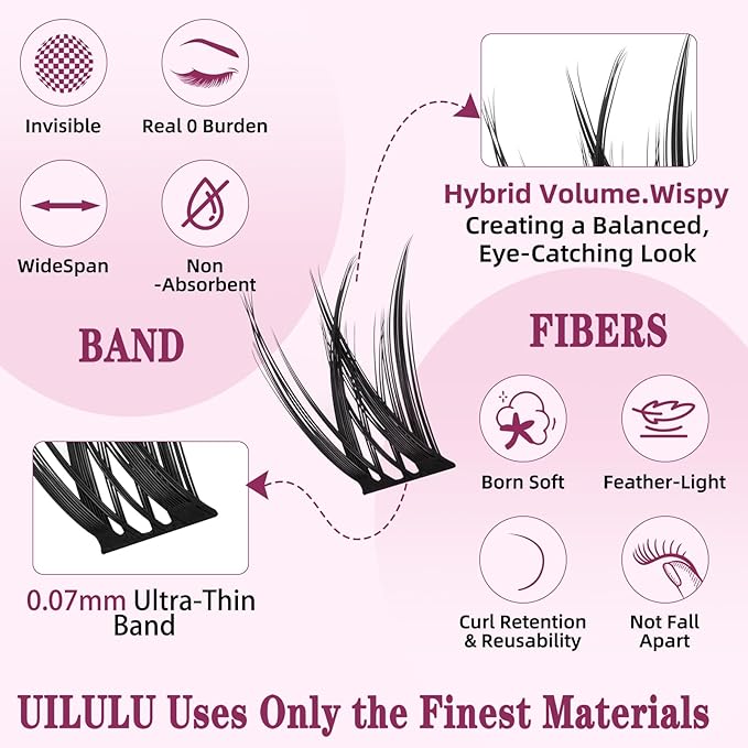 Lash Clusters Kit for DIY Lash Extension at Home, False Eyelashes Set with Bond and Seal, Lash Remover, Tweezers, D Curl Wispy Individual Clusters Eye Lash Extensions Kit (U25 DIY Lash Kit)