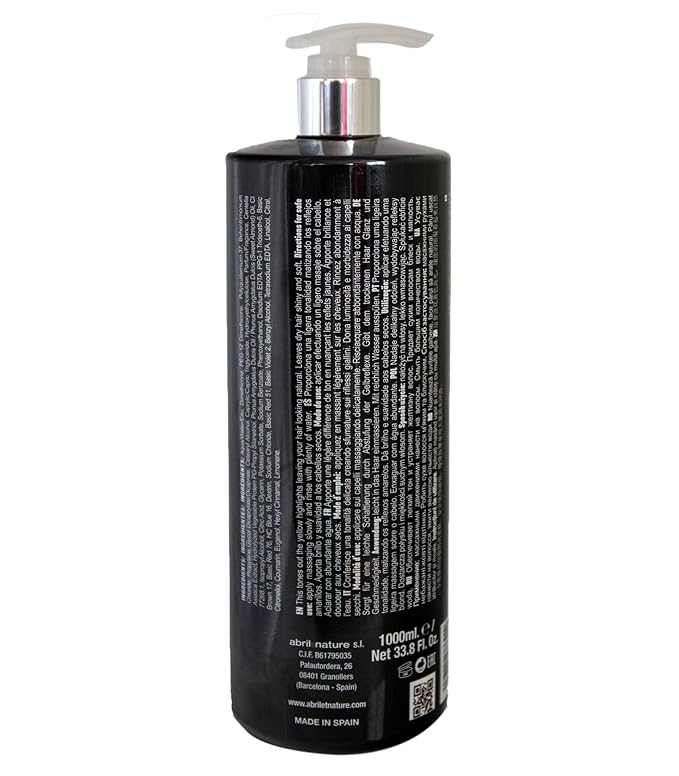 abril et nature - Professional Black Carbon Toning Mask - Special for blonde, bleached and gray hair - Eliminates yellow tones - Nourishes, Hydrates and Intensely Repairs - 1000ml