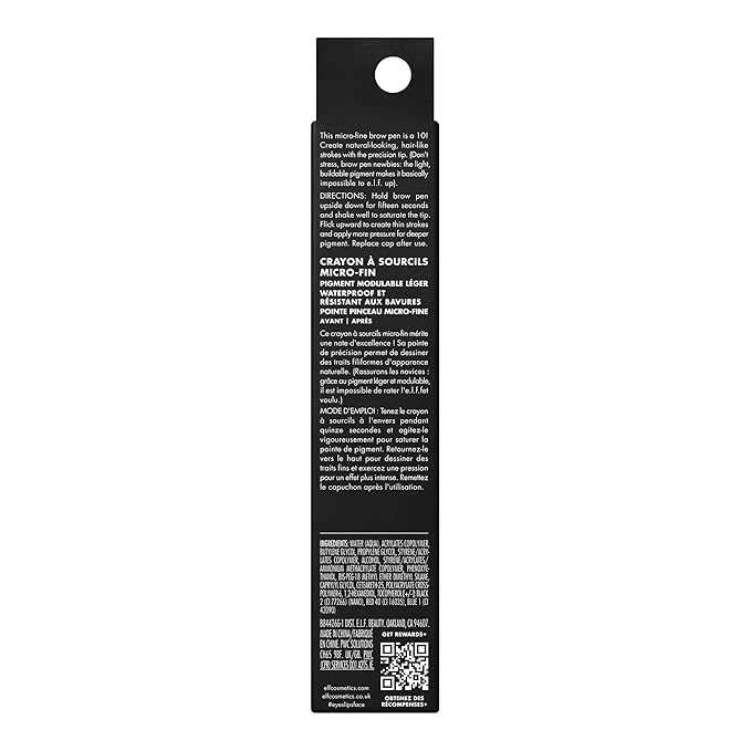 e.l.f. Holy Strokes Micro-Fine Brow Pen, Liquid Waterproof Eyebrow Makeup For Detailing & Adding Dimension, Vegan & Cruelty-Free, Espresso