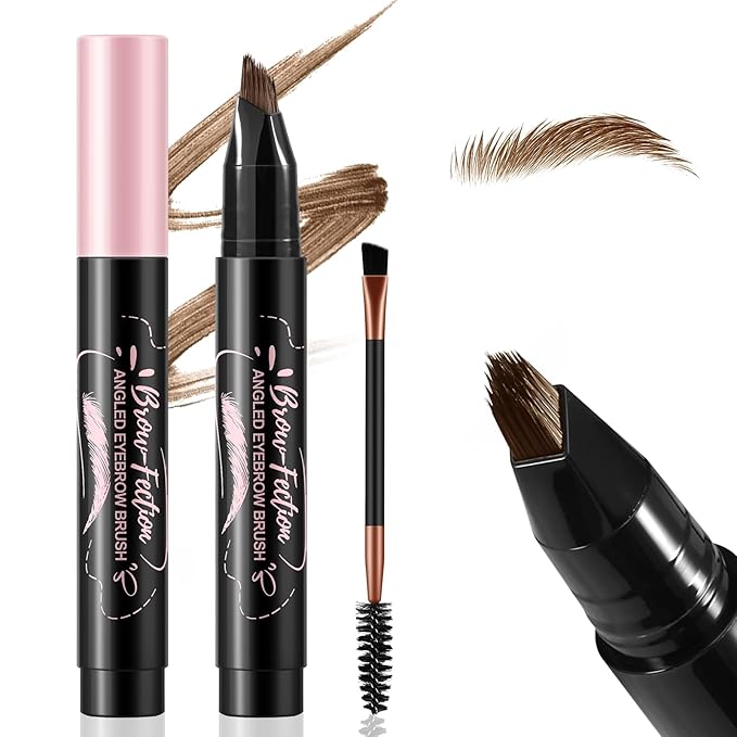 Boobeen Microblading Eyebrow Pen - Waterproof Brow Fection Pen with Angled Brush, Eyebrow Pencils for Women, Quick Drying & Long-Lasting Brow Pencil with Hair Like Strokes