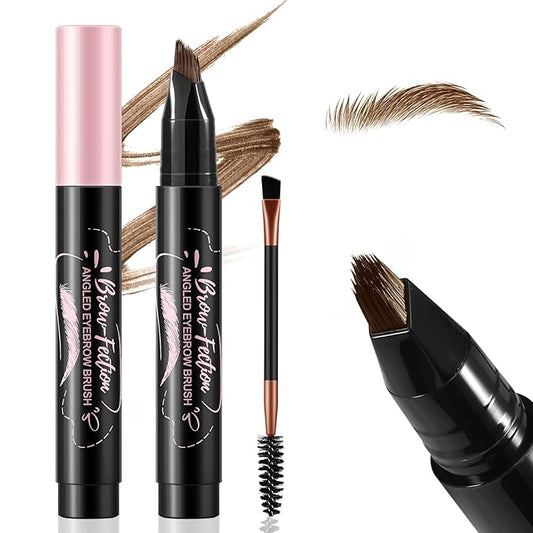Boobeen Microblading Eyebrow Pen - Waterproof Brow Fection Pen with Angled Brush, Eyebrow Pencils for Women, Quick Drying & Long-Lasting Brow Pencil with Hair Like Strokes