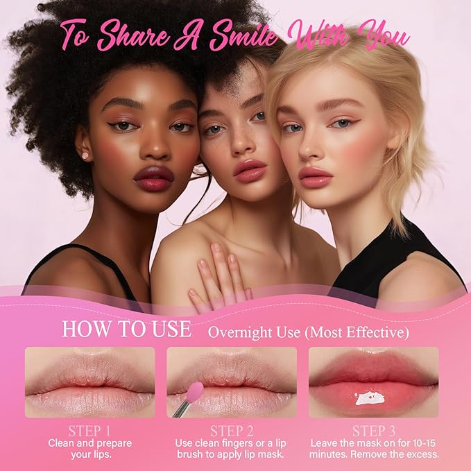 4 Pack Lip Mask Set, Hydrating Lip Mask Overnight - Berry, Grape, Mint, Vanilla Flavors, Lip Sleeping Mask Nourish Lip Balm with Vitamin C & Shea Butter | Dry Lips Care